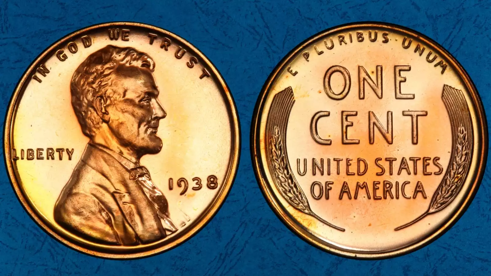 1938 wheat penny business strike vs Proof Cameo comparison showing mirror fields and frosted devices